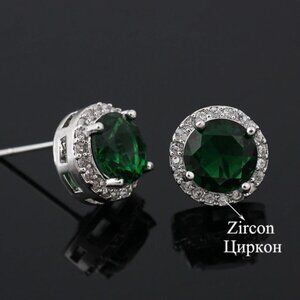 🍁 925 Silver Plated CZ Classic Stud Earrings for Women, UNVN12442